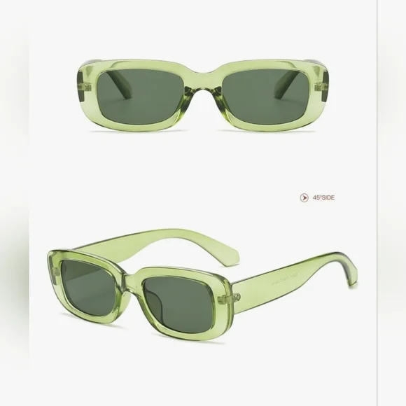 Retro Rectangle Sunglasses – Trendy 90s Style for Men & Women | UV400, Green - Picture 8 of 8